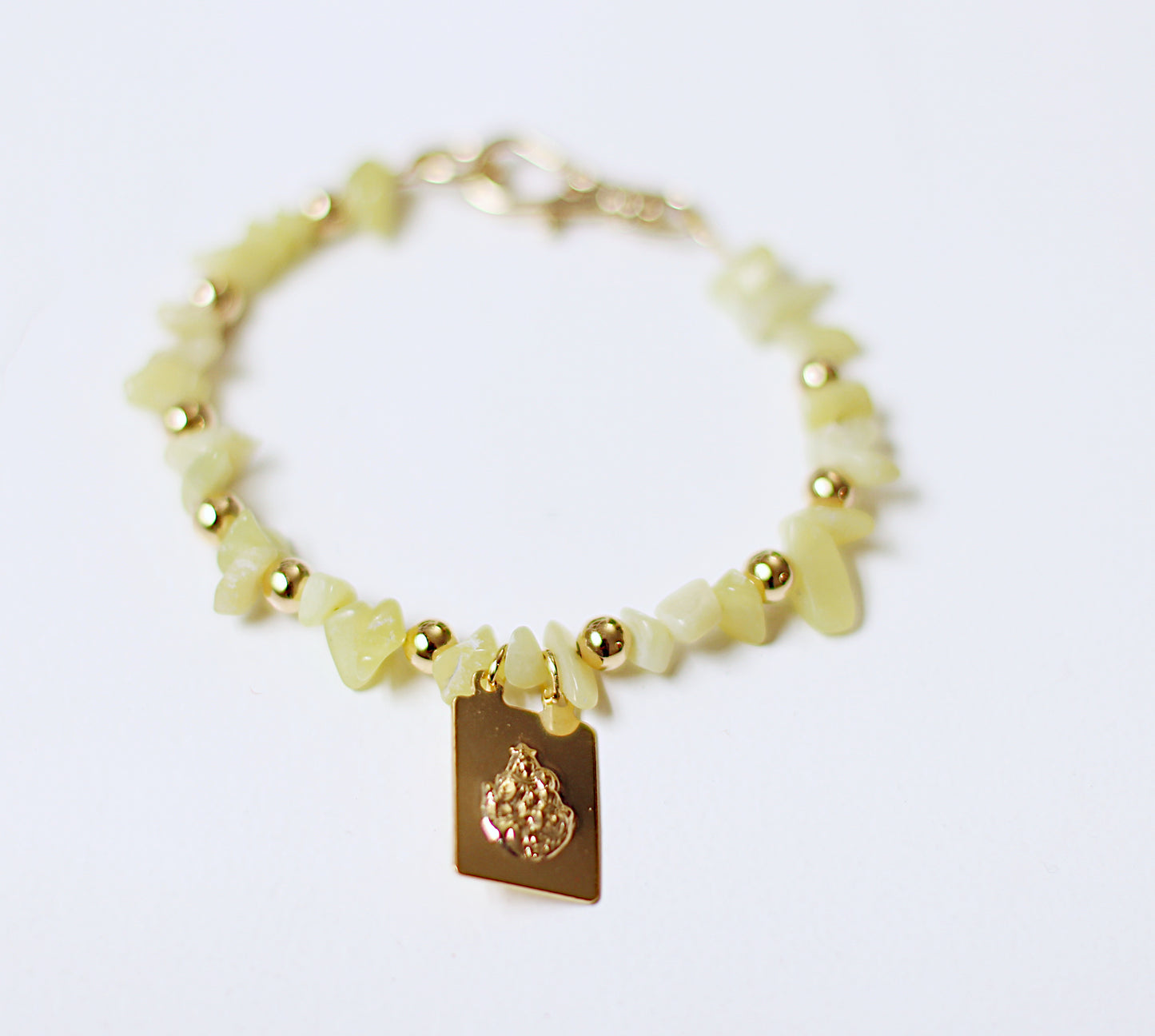 Virgen del Carmen with green agate Bracelet