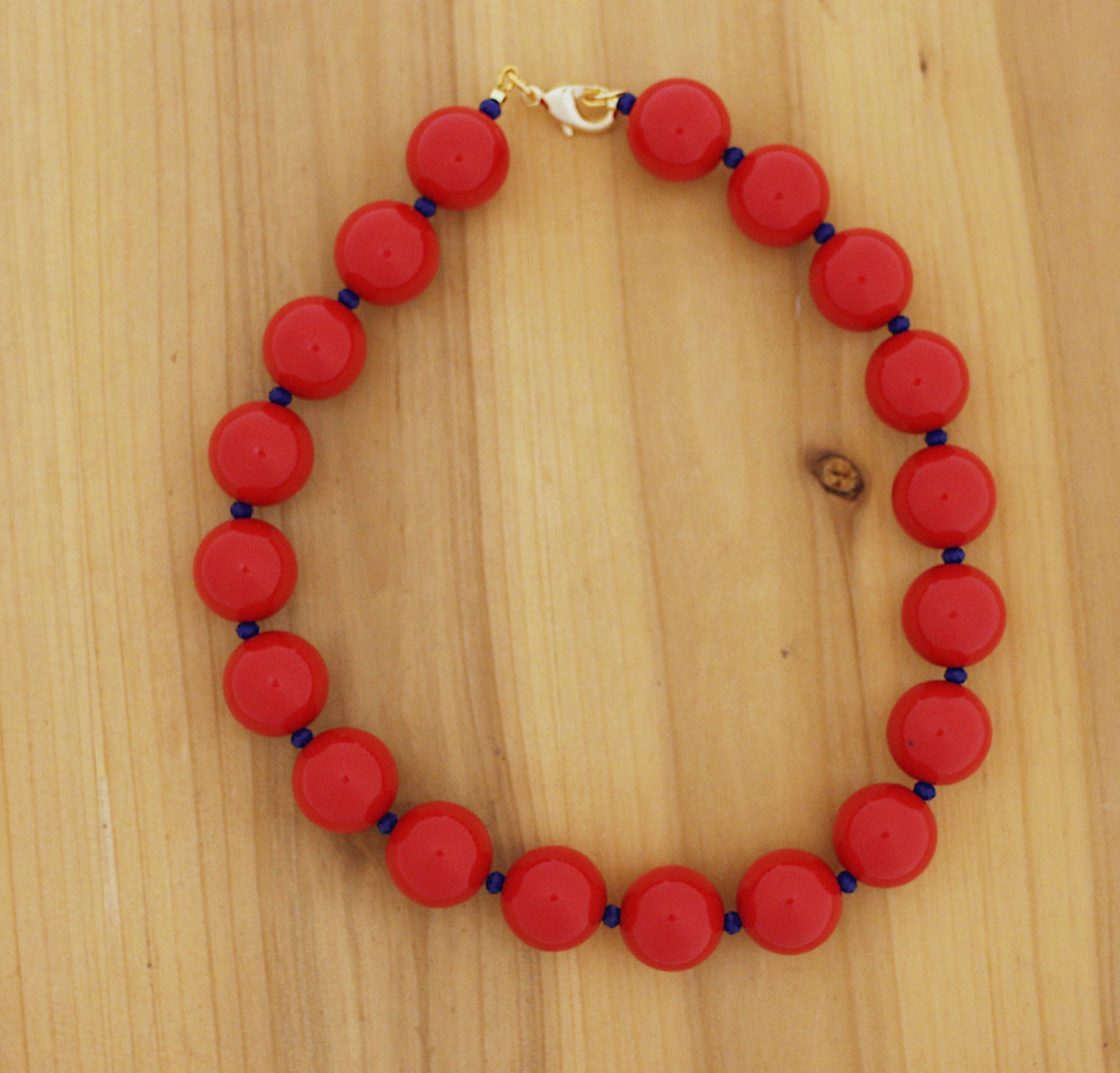 Bubble gum Beads necklace red and blue