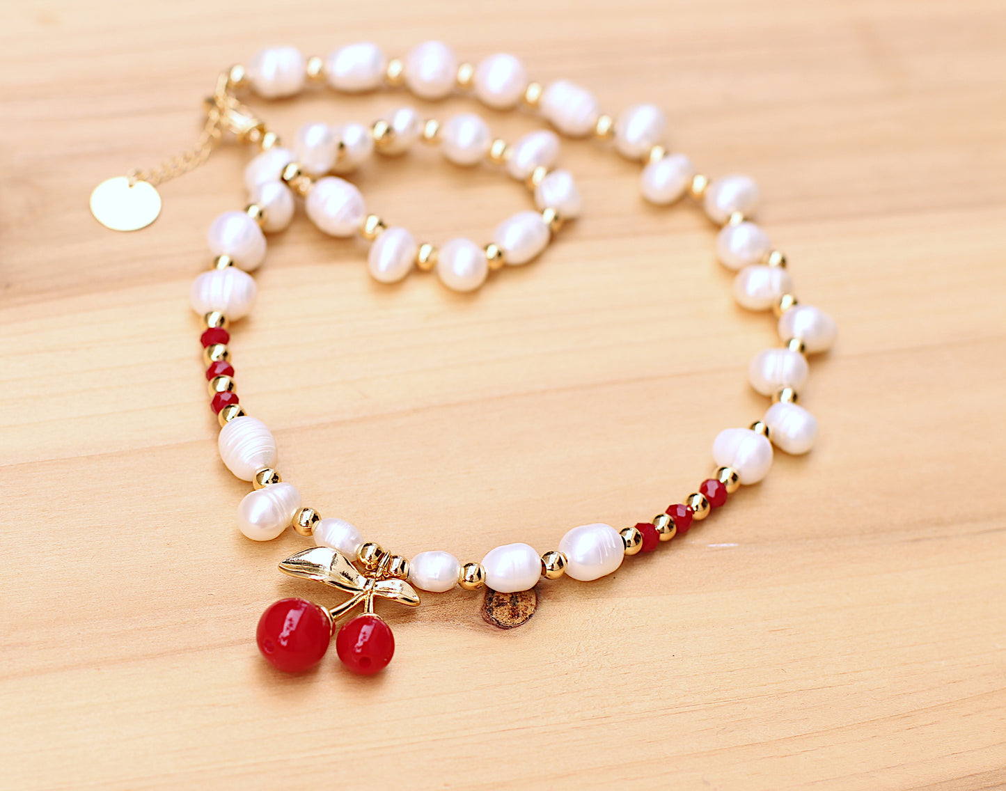 Pearl and cherry necklace