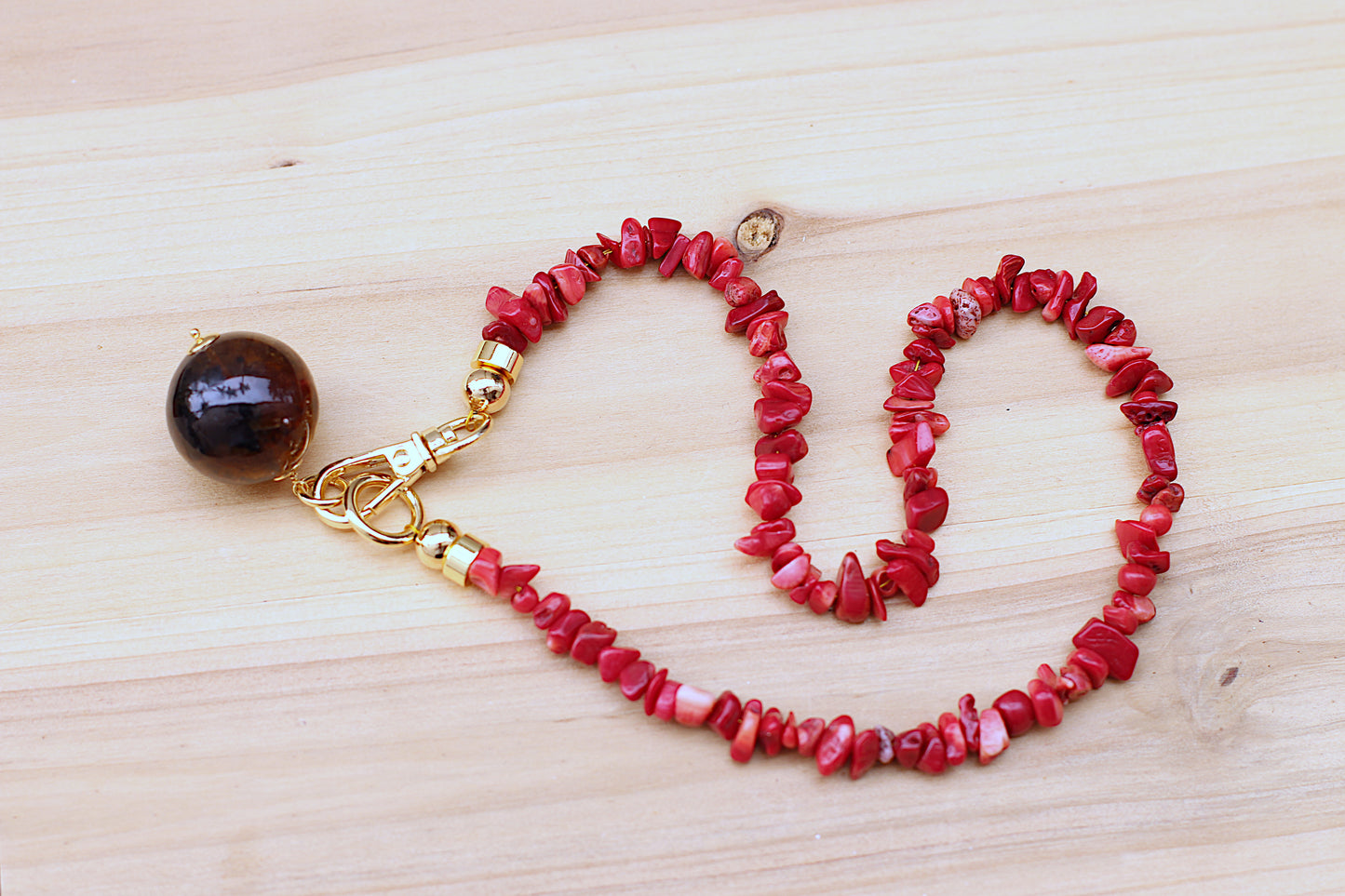Red Coral and Amber necklace