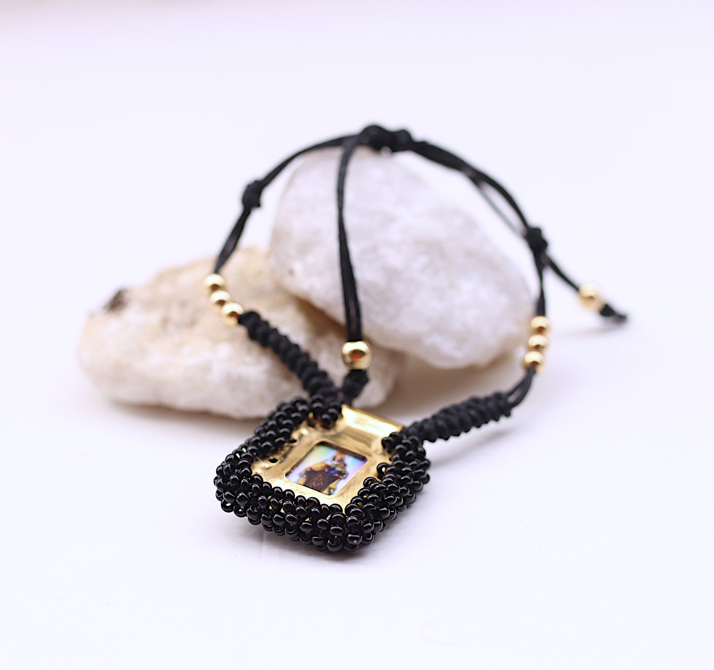 Black scapular Sacred Heart of Jesus Bracelet