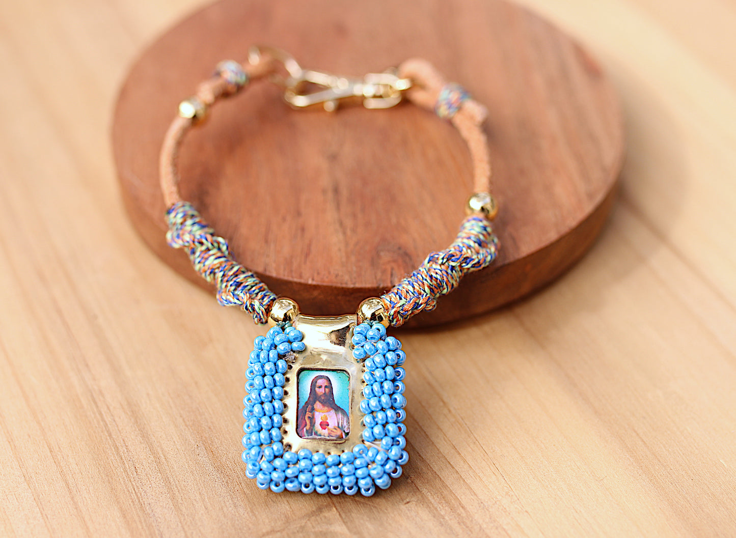 Leather bracelet with scapular