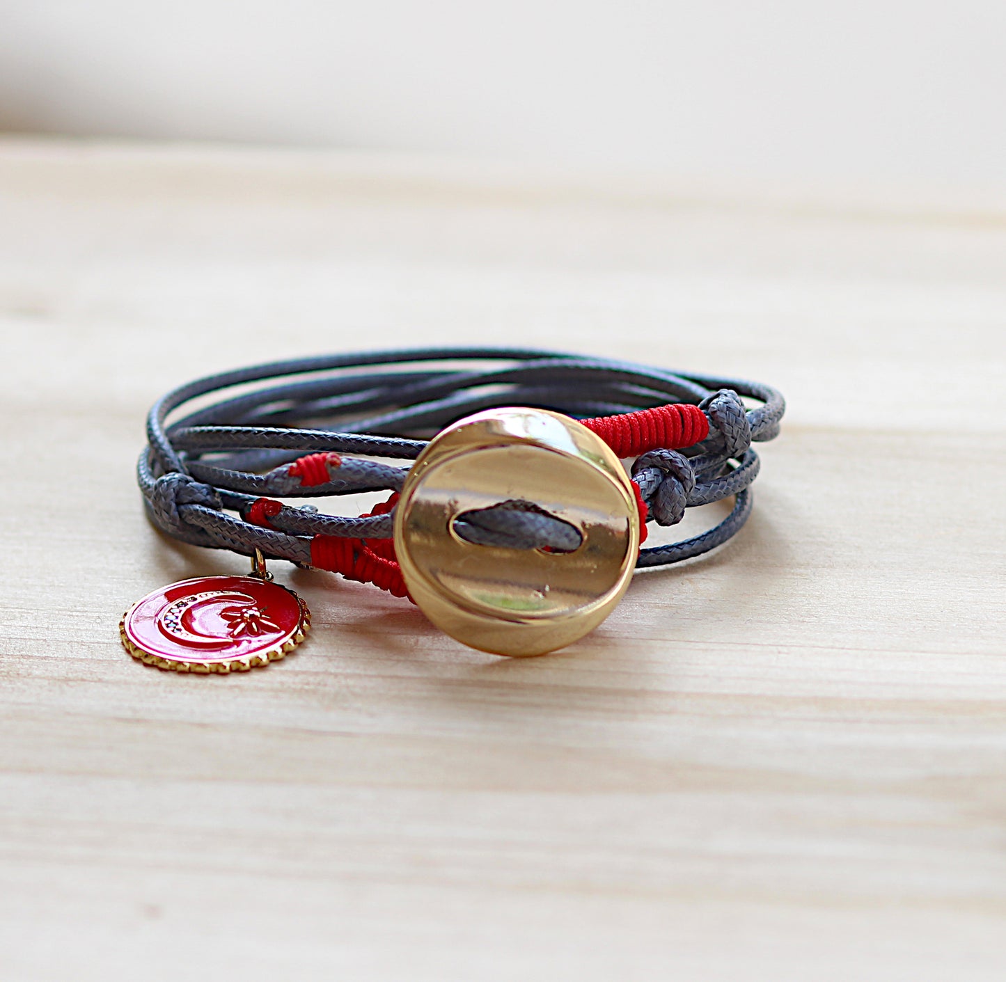 Gray and Red bracelet