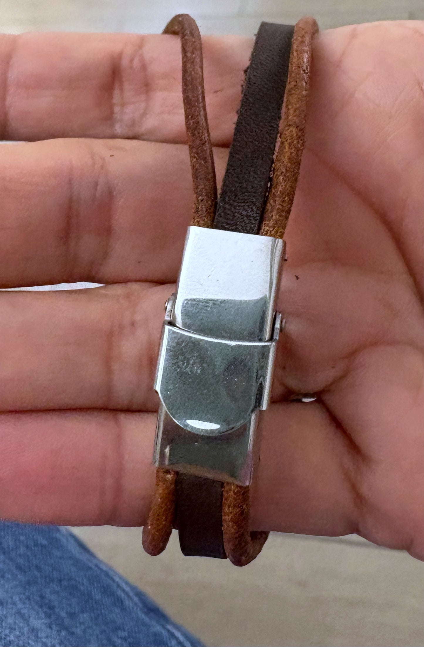 Three strand brown bracelet with beads