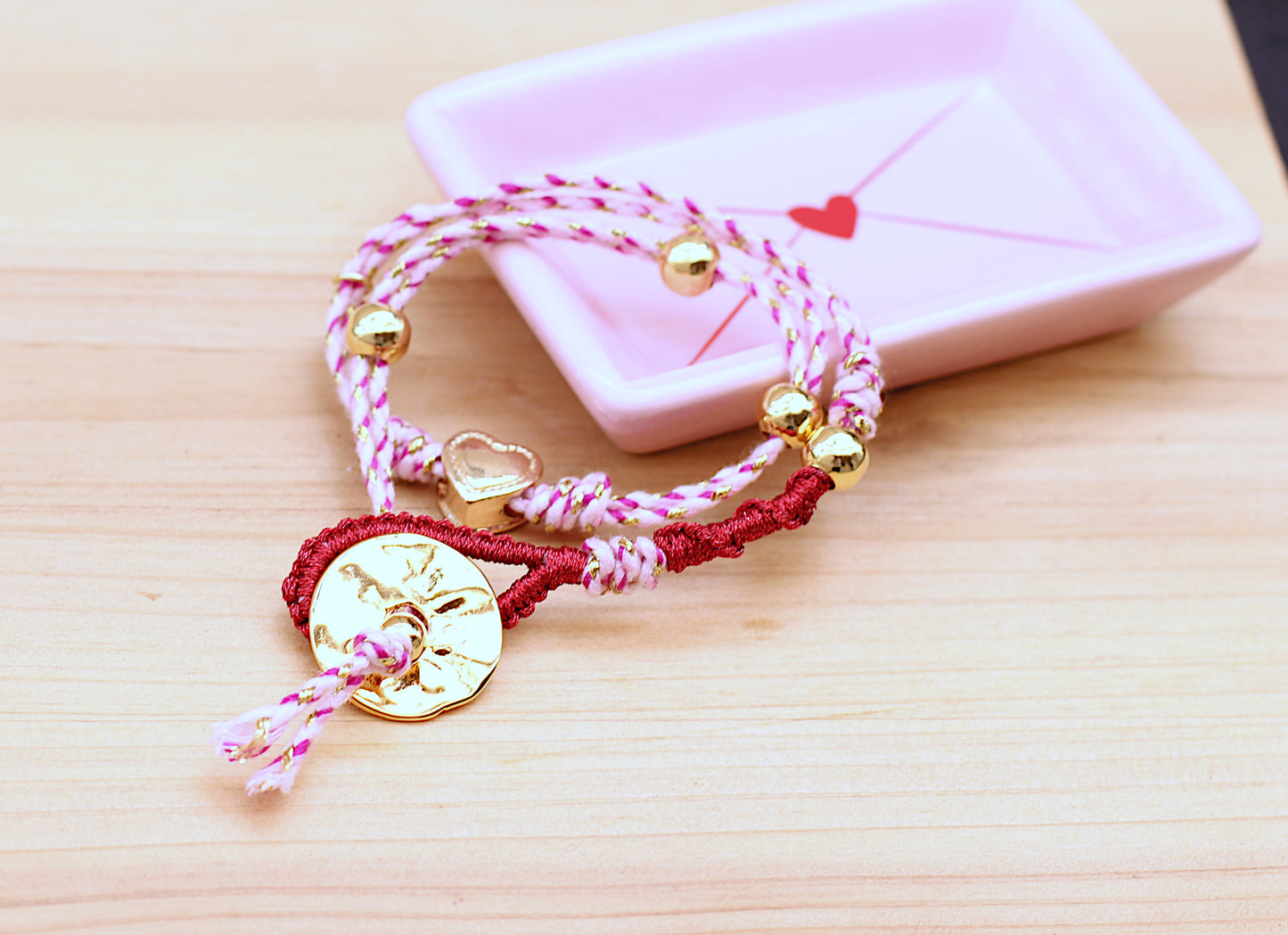 Pink and Red Cord Bracelet
