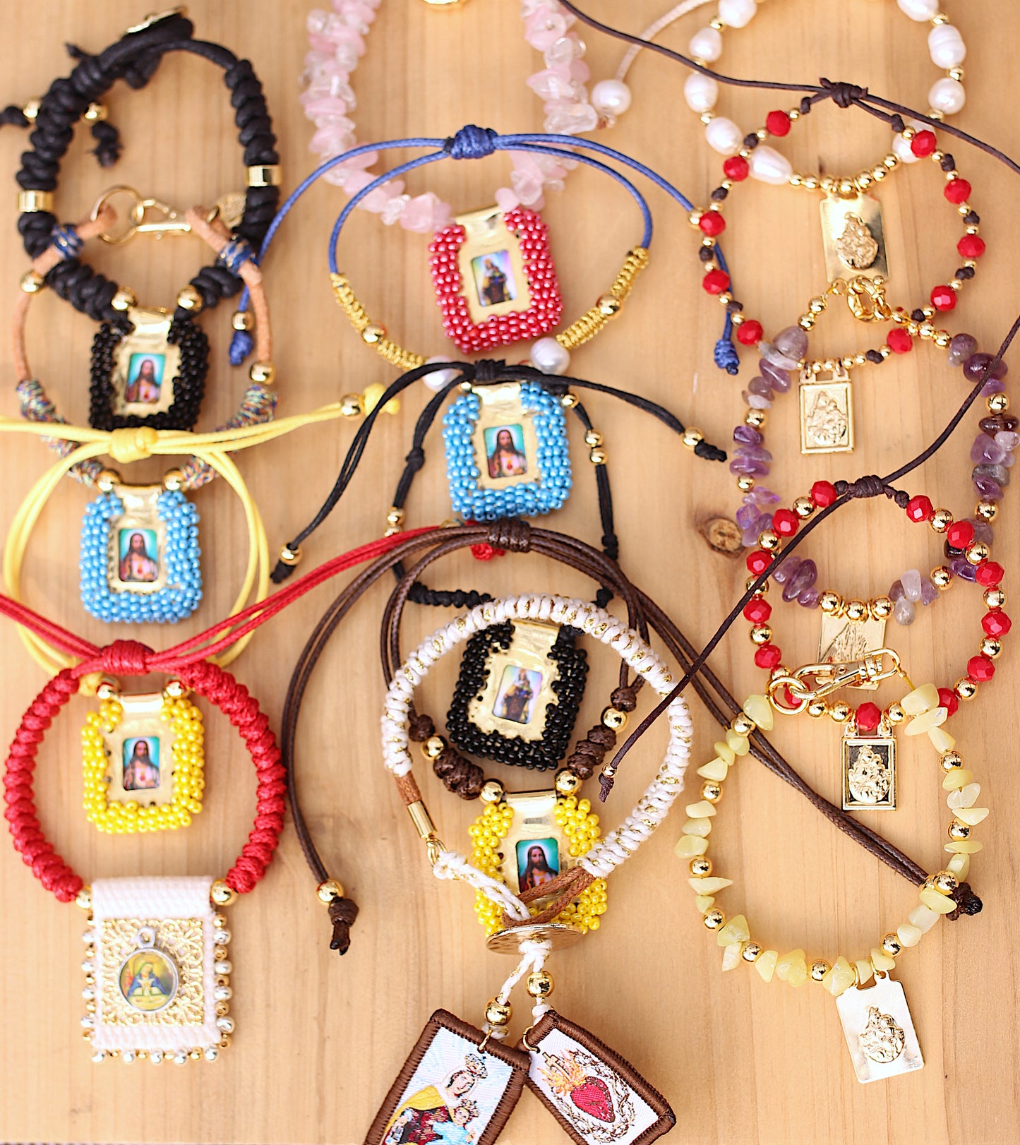 Leather bracelet with scapular