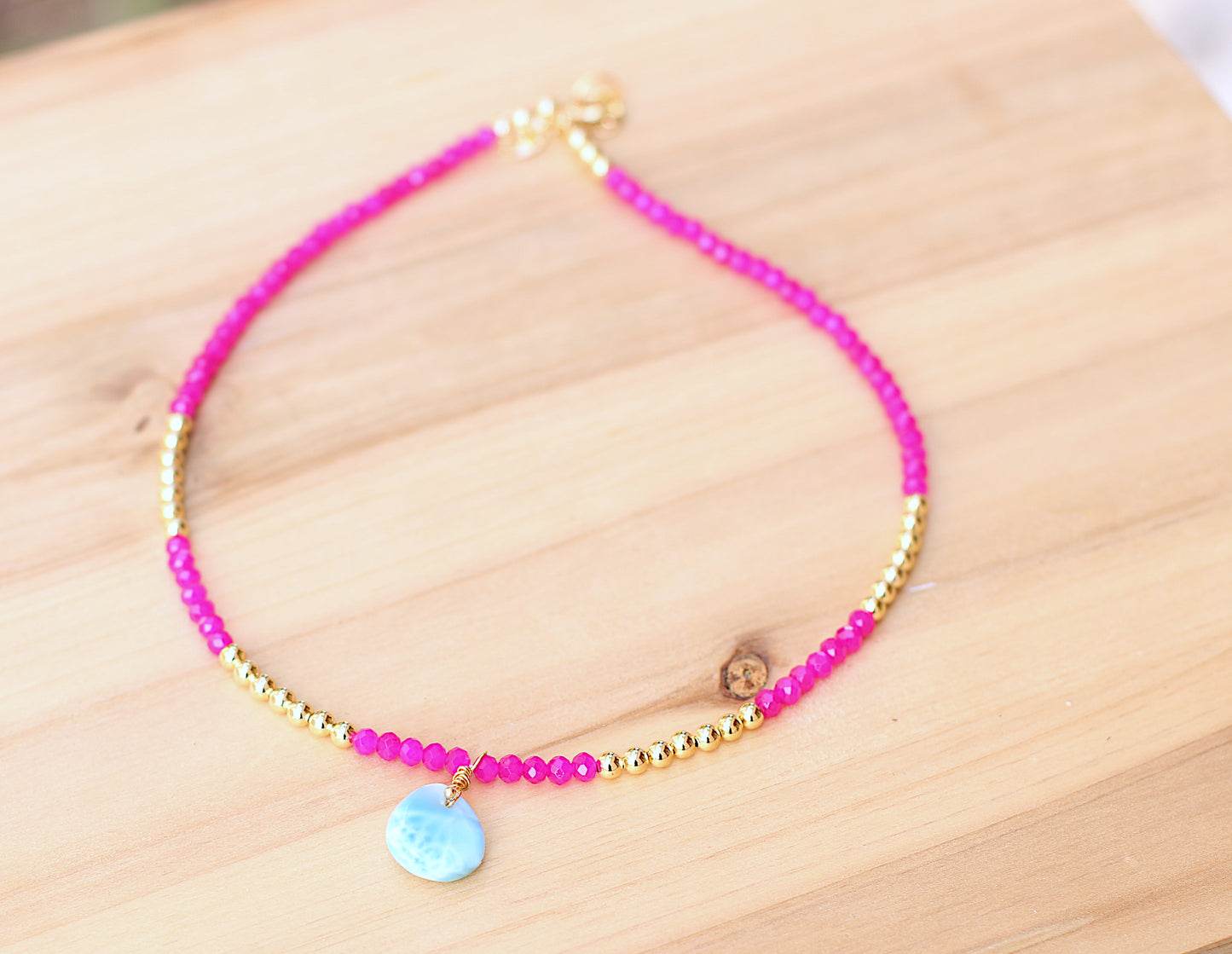 Pink with Larimar necklace