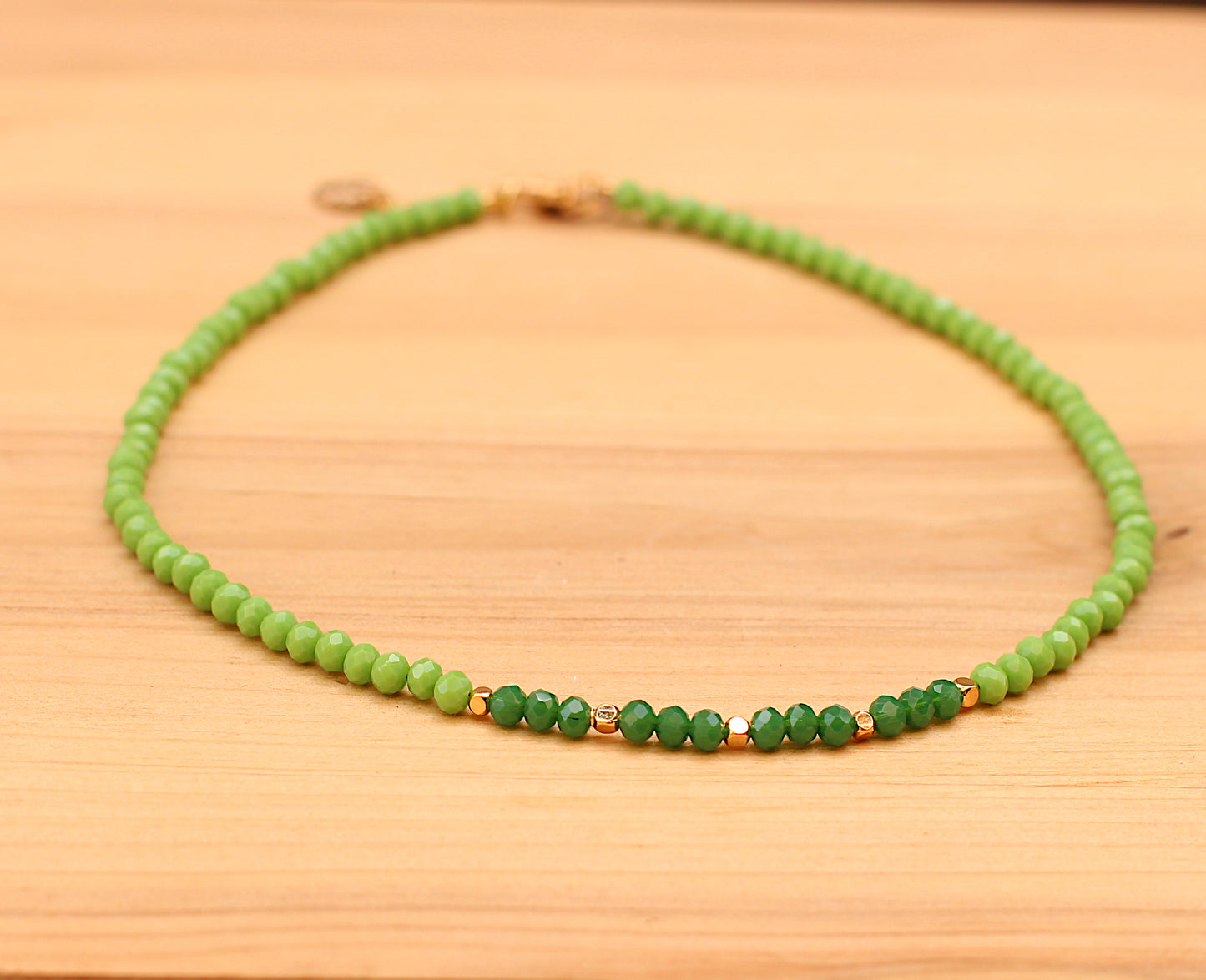 Green glass bead necklace