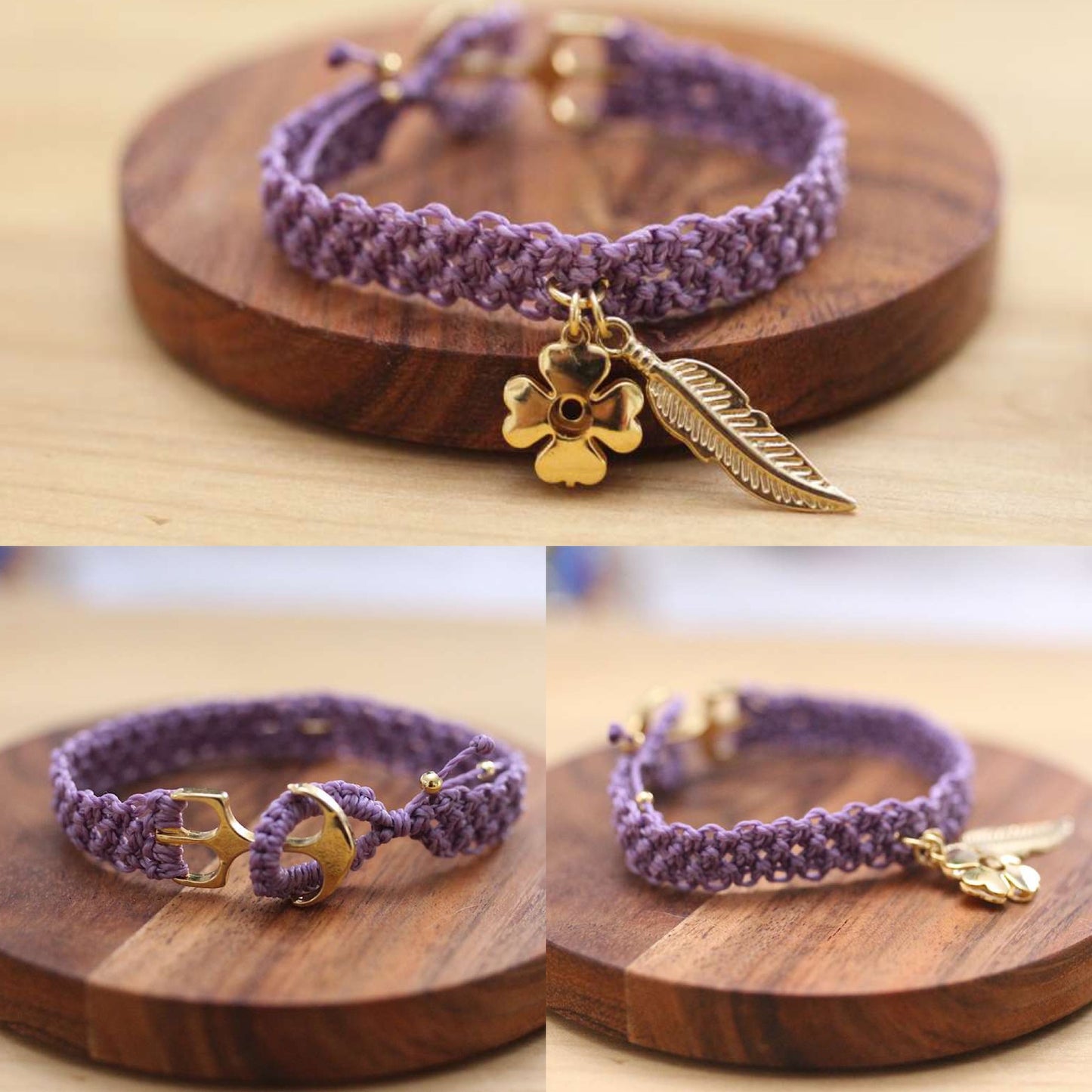 Purple Braided Macramé Bracelet