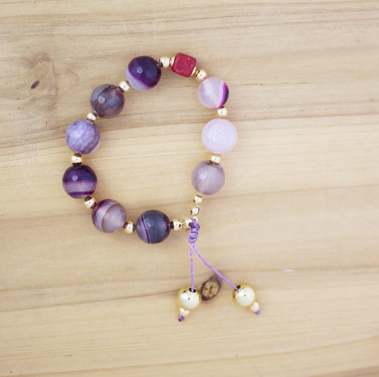 Elastic bracelet purple round beads bracelet