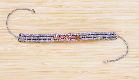 Silver, Yellow Gold and Red bracelet