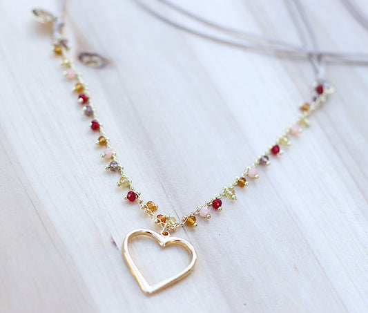 Multicolor glass beads heart charm