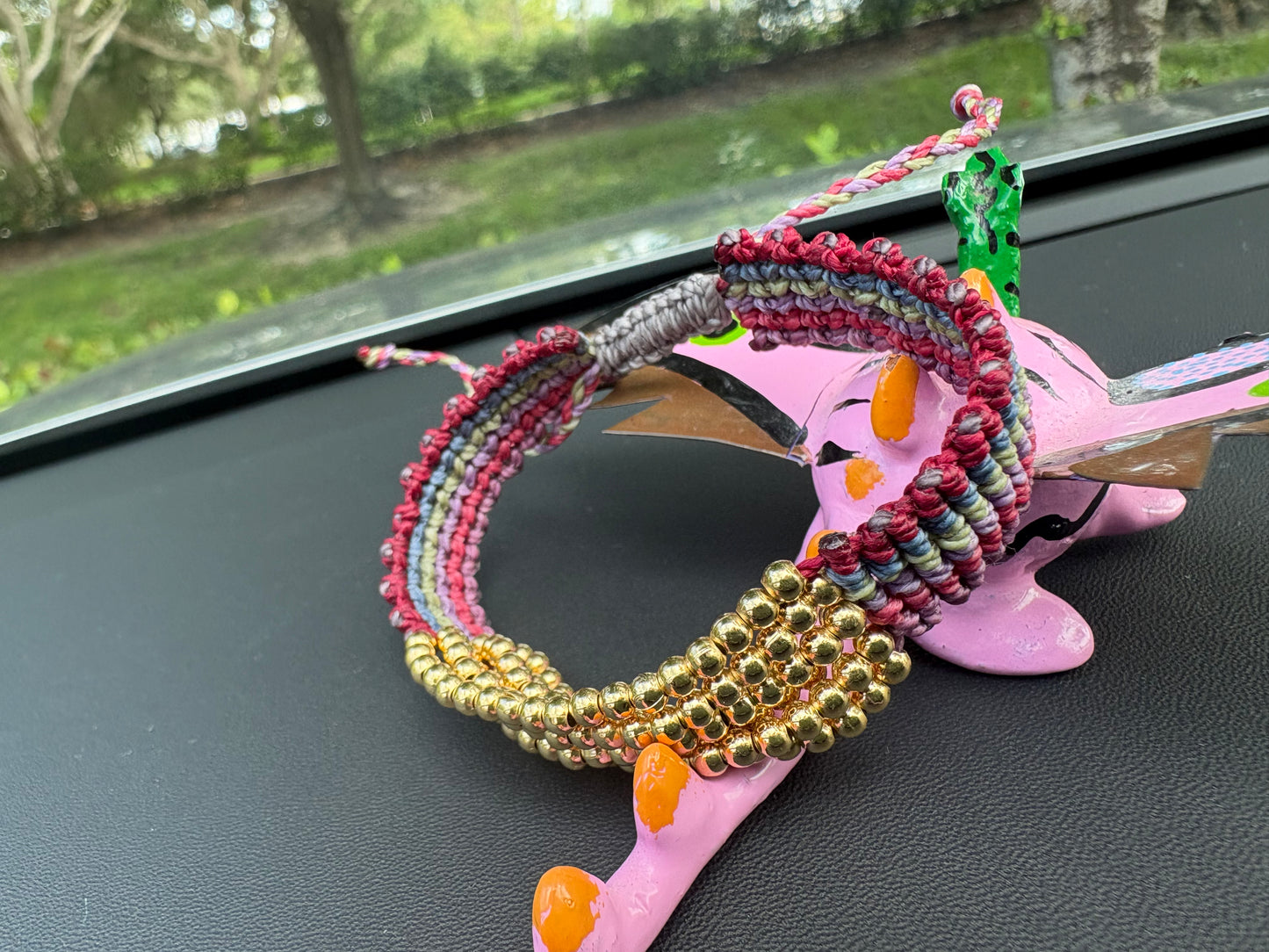 Macramé Multicolor with gold filled beads