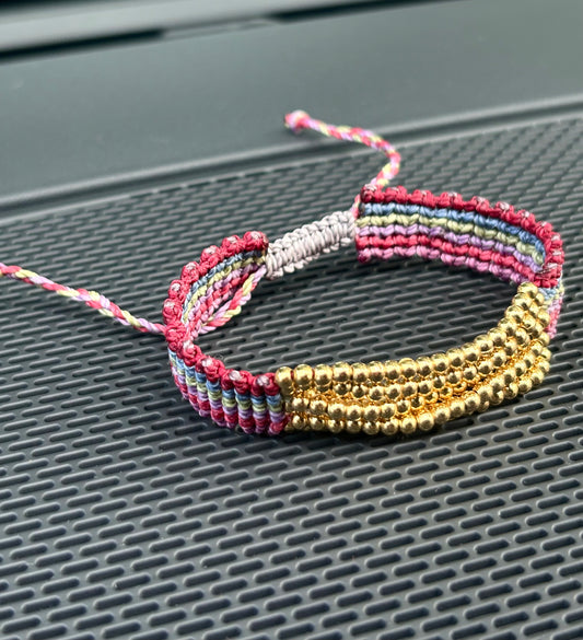 Macramé Multicolor with gold filled beads