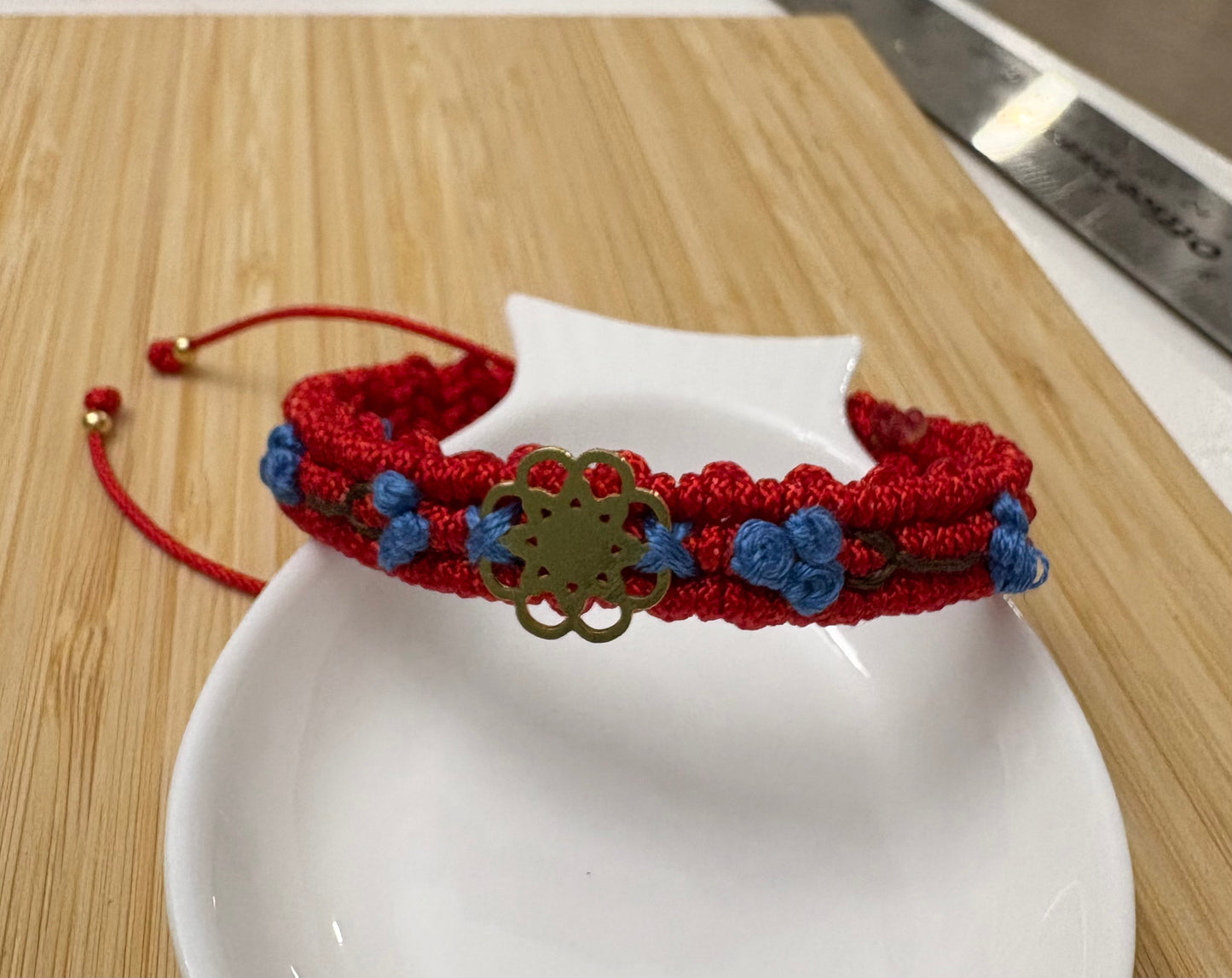 Red and blue bracelet