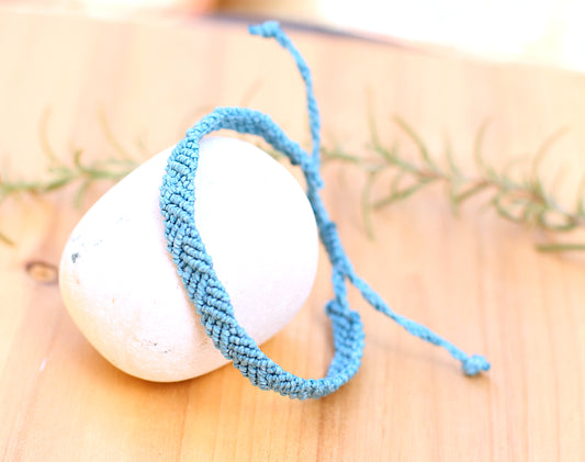 Blue macramé bracelet