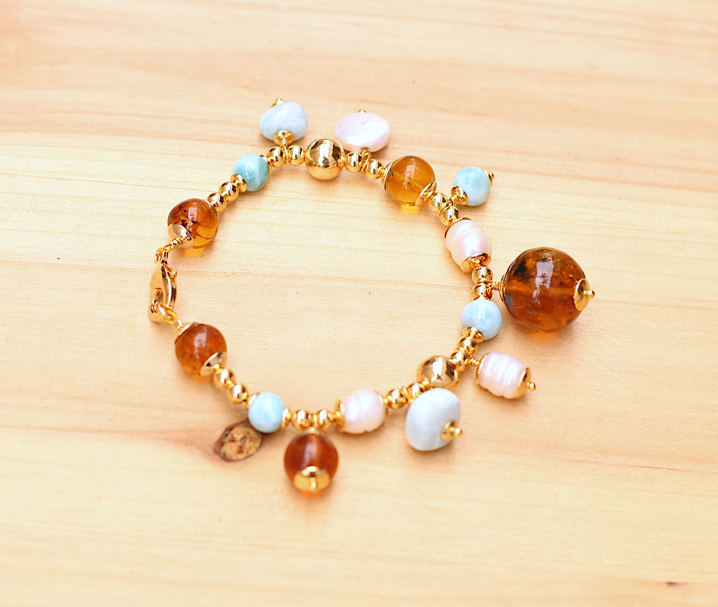 Amber and Larimar Bracelet