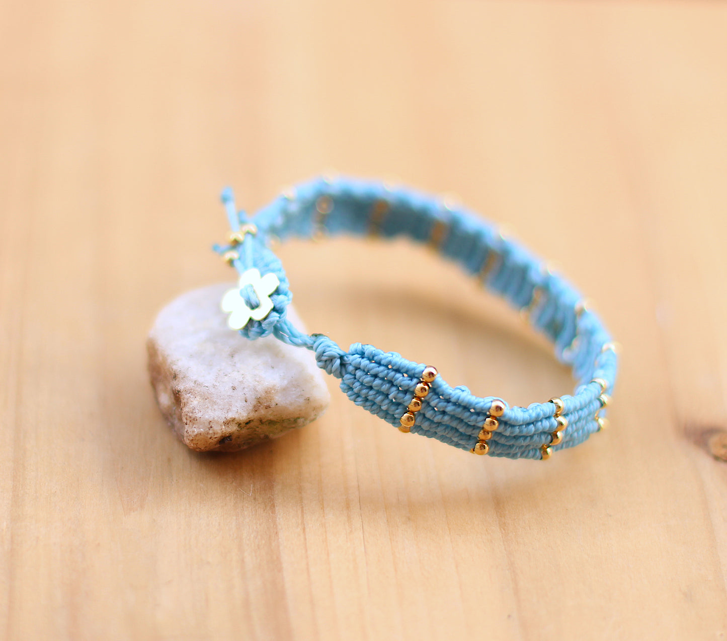 Adjustable macramé bracelets.