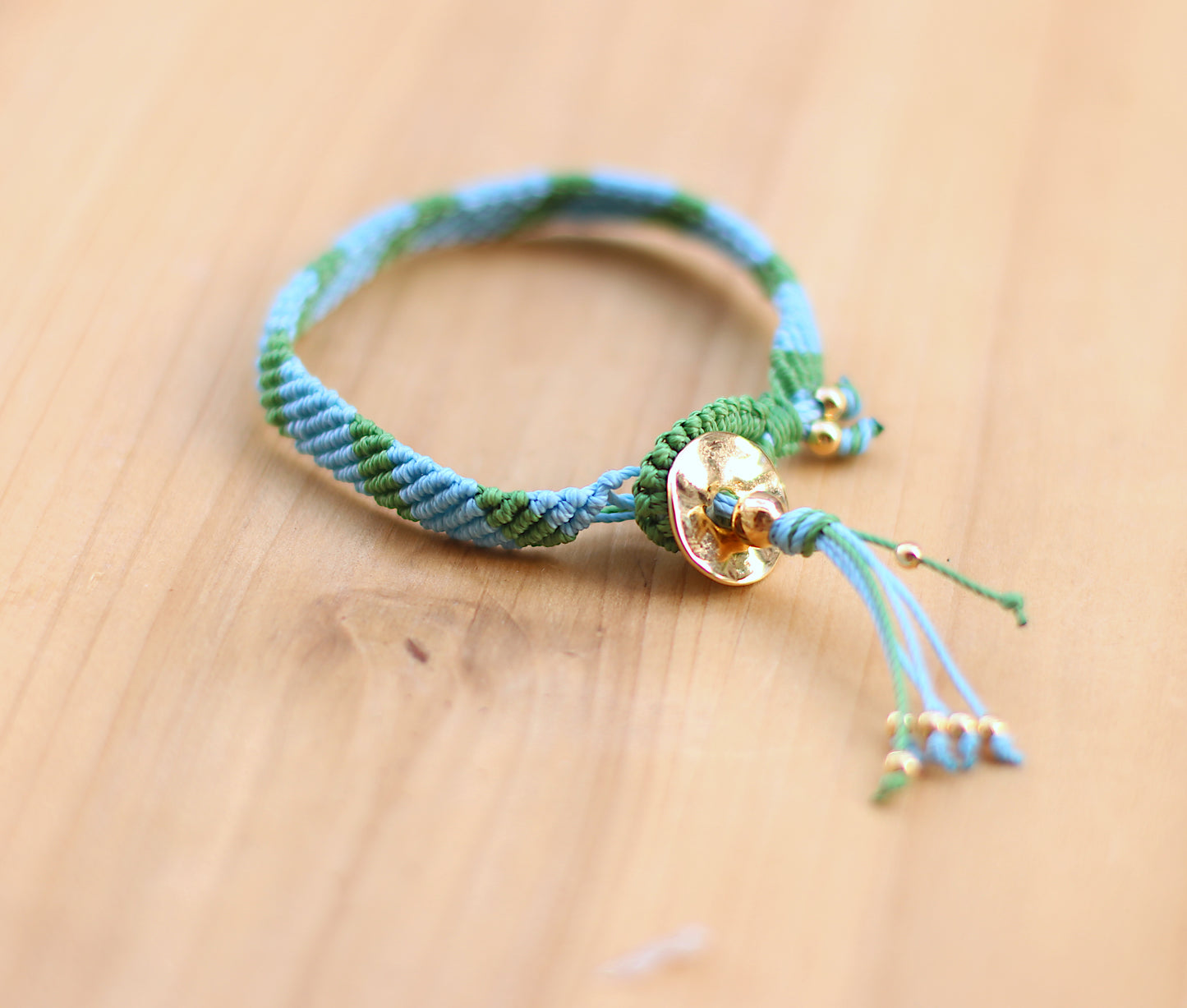 Adjustable macramé bracelets.