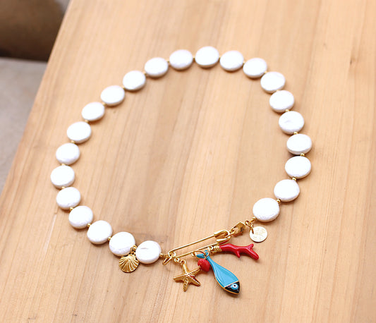 Pearl Necklace sea motif