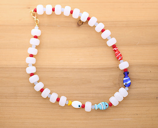 White donut shape beads