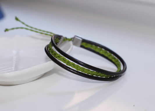 three strand with green braided cord
