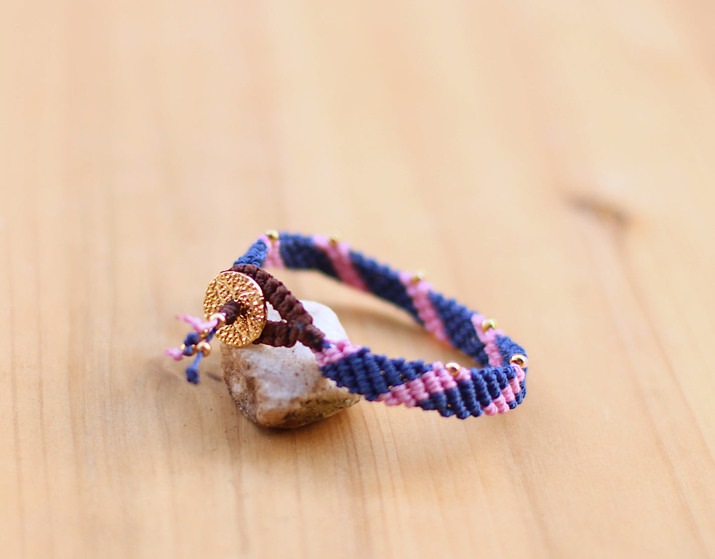 Adjustable macramé bracelets.