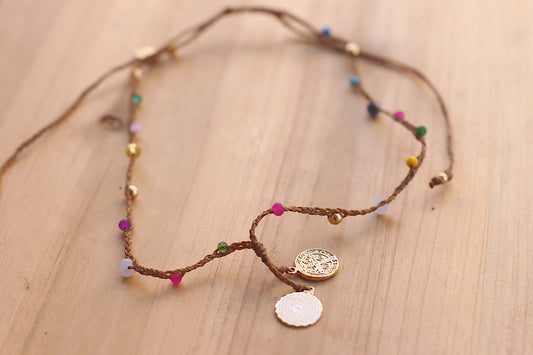 Macramé necklace San Benedicto y Padre Nuestro