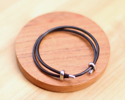 Brown leather cord with sliding clasp bracelet