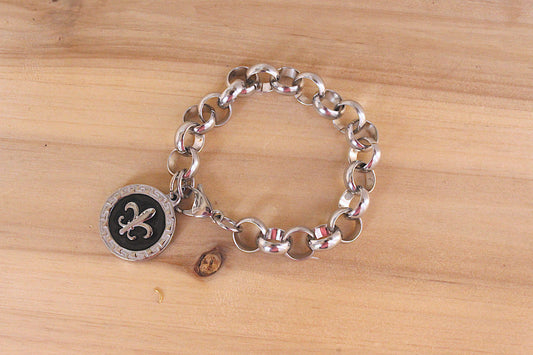 Surgical Steel bracelet Fleur de Lis charm