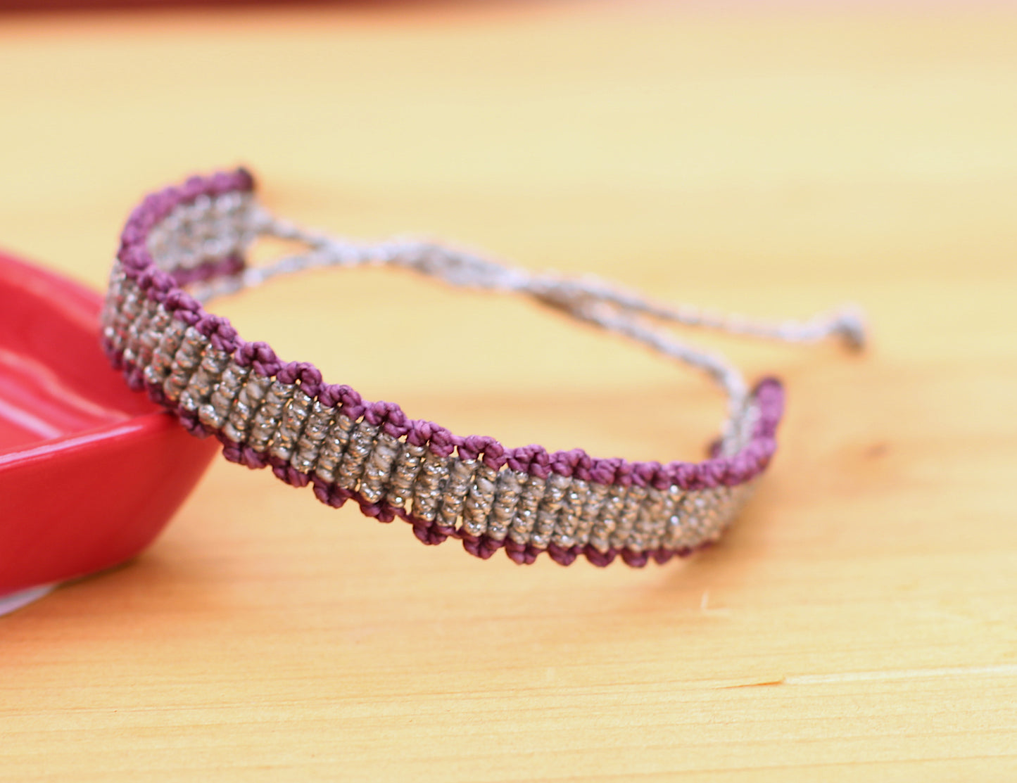 Silver and purple bracelet