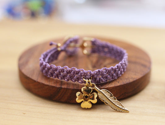 Purple Braided Macramé Bracelet