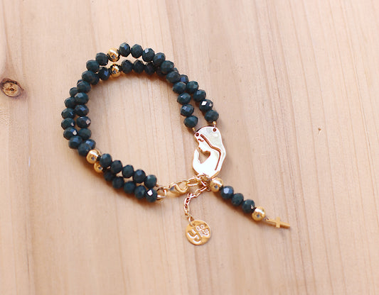 Green Rosary bracelet with Mary