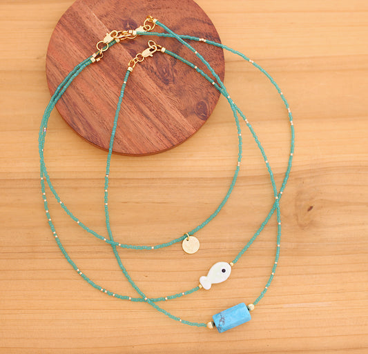 Blue trio necklace