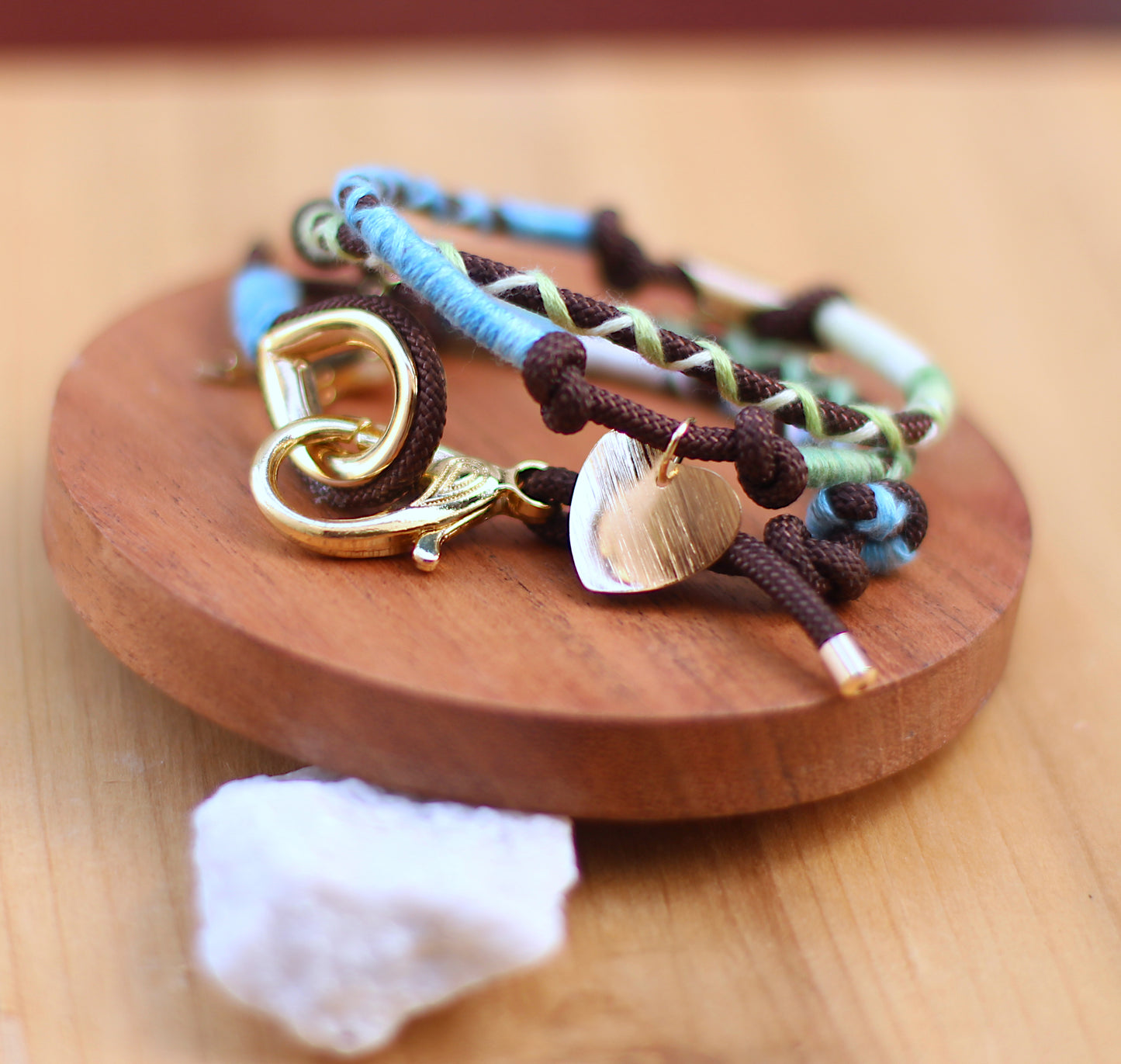 Three loops bracelet brown and blue